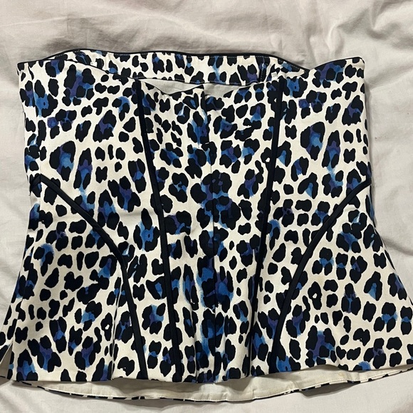 White House Black Market Animal Print Strapless Top - Picture 3 of 6